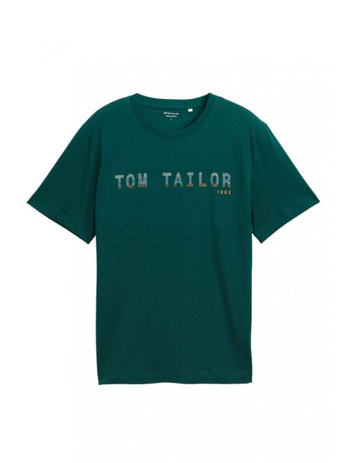 1046789-10413 Tom Tailor póló logó nyomattal (zöld)