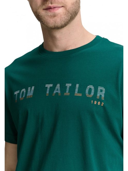 1046789-10413 Tom Tailor póló logó nyomattal (zöld)