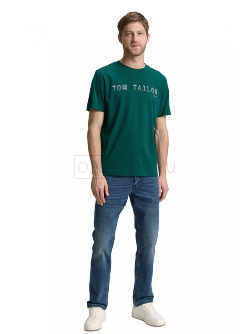 1046789-10413 Tom Tailor póló logó nyomattal (zöld)