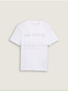 1046789-20000 Tom Tailor póló logó nyomattal (fehér)