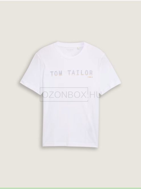 1046789-20000 Tom Tailor póló logó nyomattal (fehér)