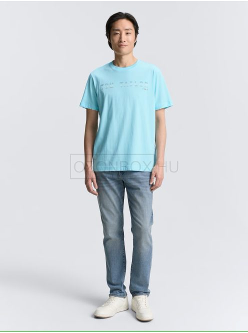1046789-34921 Tom Tailor póló logó nyomattal (karibi türkiz)