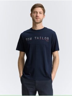  1046789-10668 Tom Tailor póló logó nyomattal (pilótakék)