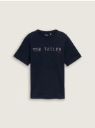 1046789-10668 Tom Tailor póló logó nyomattal (pilótakék)