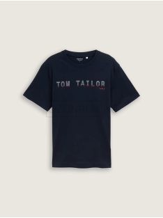   1046789-10668 Tom Tailor póló logó nyomattal (pilótakék)