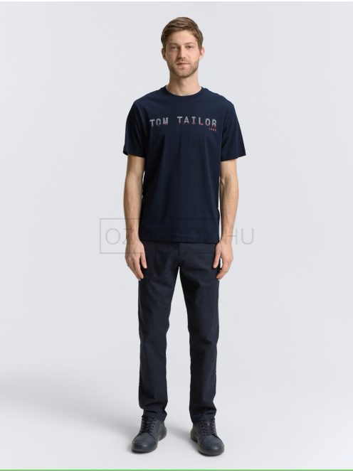 1046789-10668 Tom Tailor póló logó nyomattal (pilótakék)