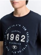 1046793-10668 Tom Tailor póló logó nyomattal (pilótakék)
