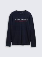 1047769-10668 Tom Tailor hosszú ujjú póló szöveges nyomattal (pilótakék)