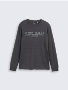 1047769-10899 Tom Tailor hosszú ujjú póló szöveges nyomattal (aszfalt szürke)