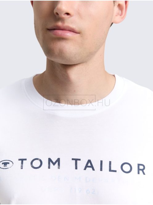 1047769-20000 Tom Tailor hosszú ujjú póló szöveges nyomattal (fehér)