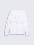 1047769-20000 Tom Tailor hosszú ujjú póló szöveges nyomattal (fehér)