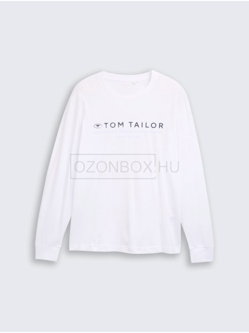 1047769-20000 Tom Tailor hosszú ujjú póló szöveges nyomattal (fehér)