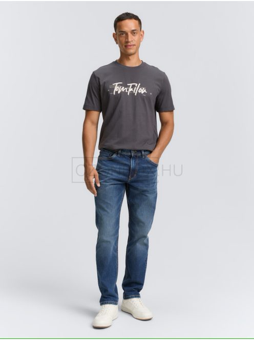 1047773-10899 Tom Tailor póló logó nyomattal (aszfaltszürke)