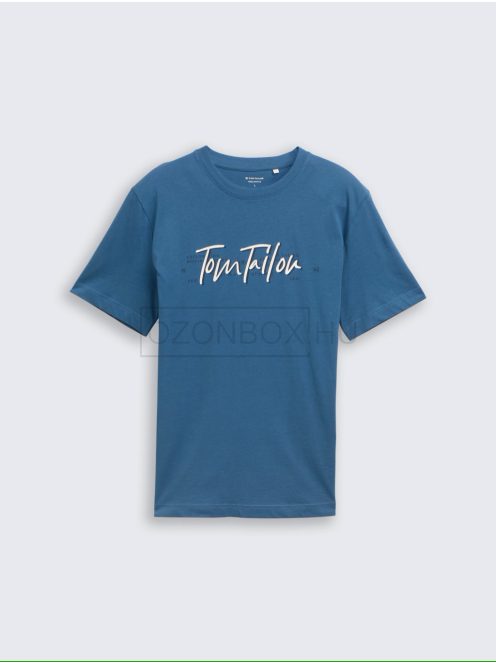 1047773-38224 Tom Tailor póló logó nyomattal (valódi pávakék)