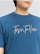1047773-38224 Tom Tailor póló logó nyomattal (valódi pávakék)