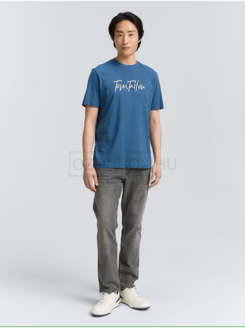 1047773-38224 Tom Tailor póló logó nyomattal (valódi pávakék)