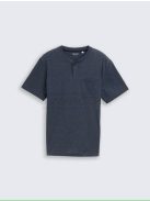 1047776-19024 Tom Tailor Henley póló mellzsebbel (pilótakék fehér melange)