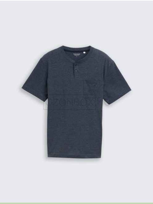 1047776-19024 Tom Tailor Henley póló mellzsebbel (pilótakék fehér melange)