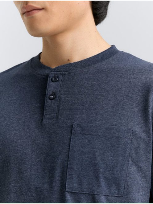 1047776-19024 Tom Tailor Henley póló mellzsebbel (pilótakék fehér melange)