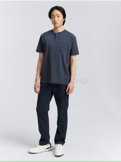 1047776-19024 Tom Tailor Henley póló mellzsebbel (pilótakék fehér melange)