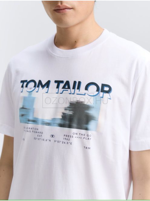 1047778-20000 Tom Tailor fotónyomott póló (fehér)