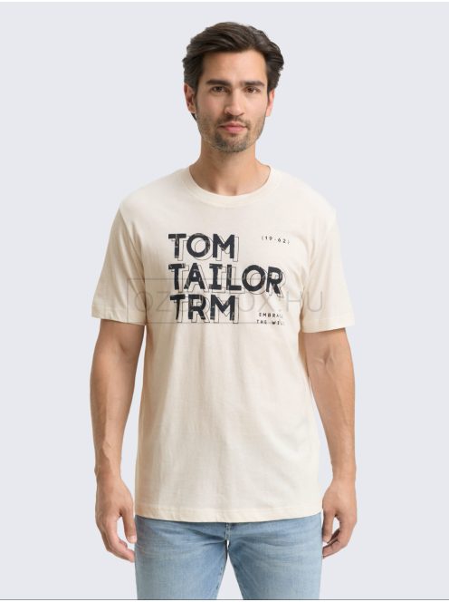 1047795-10348 Tom Tailor póló logó nyomattal (gardénia fehér)