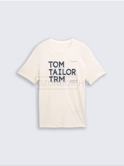 1047795-10348 Tom Tailor póló logó nyomattal (gardénia fehér)