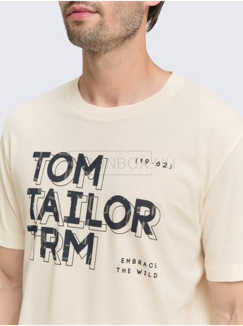 1047795-10348 Tom Tailor póló logó nyomattal (gardénia fehér)