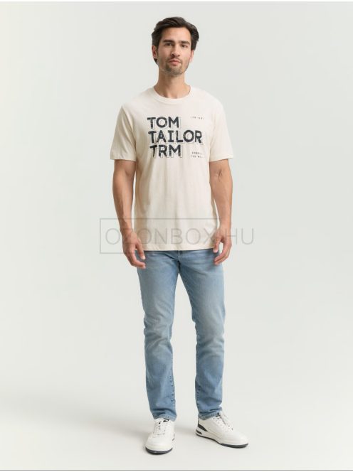 1047795-10348 Tom Tailor póló logó nyomattal (gardénia fehér)