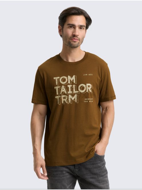 1047795-23900 Tom Tailor póló logó nyomattal (sötét pálma)