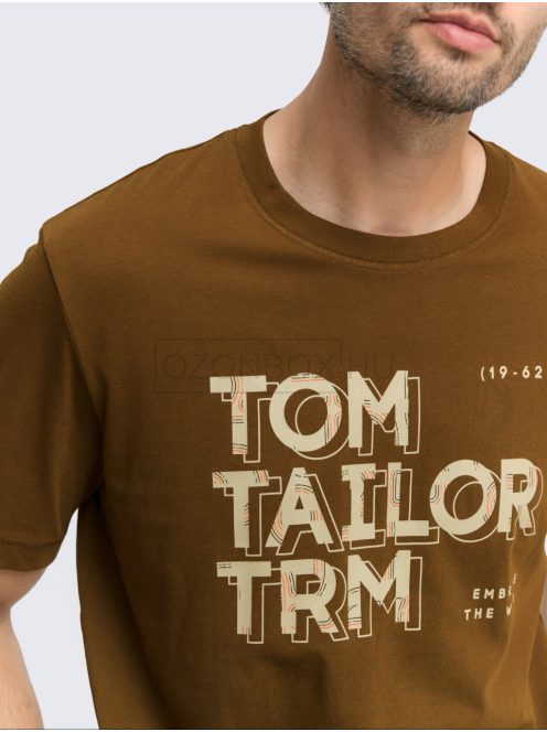 1047795-23900 Tom Tailor póló logó nyomattal (sötét pálma)