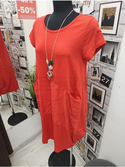 10997 Elara – lazán csinos midi ruha (korallvörös)