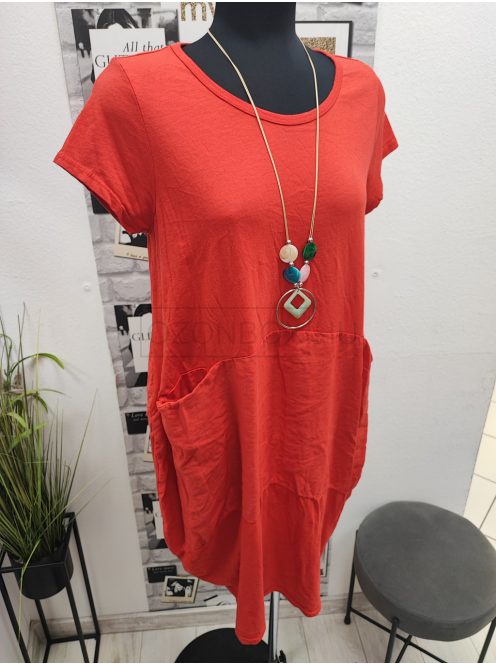 10997 Elara – lazán csinos midi ruha (korallvörös)