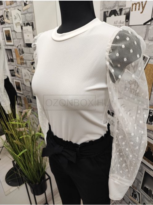 12506 OLIVIA tüll ujjú felső (fehér)