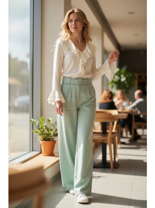 13866 Élora Chic női fodros blúz (krém)