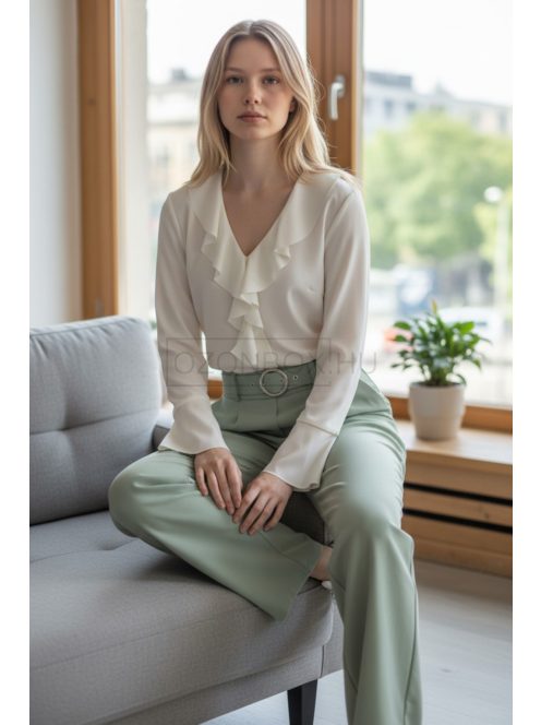 13866 Élora Chic női fodros blúz (krém)