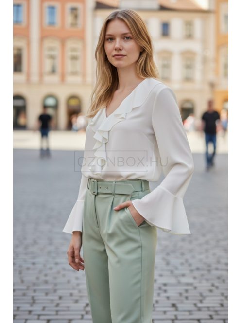 13866 Élora Chic női fodros blúz (krém)