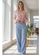 13866 Élora Chic női fodros blúz (halvány rózsaszín)