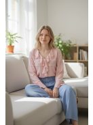 13866 Élora Chic női fodros blúz (halvány rózsaszín)