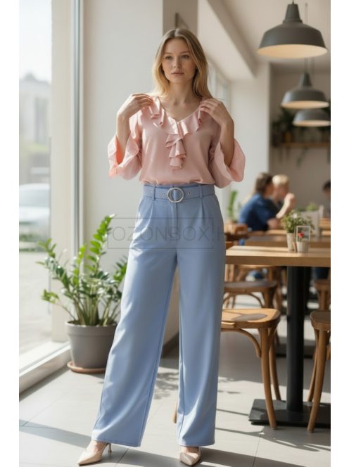 13866 Élora Chic női fodros blúz (halvány rózsaszín)