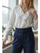 13866 Élora Chic női fodros blúz (fehér)