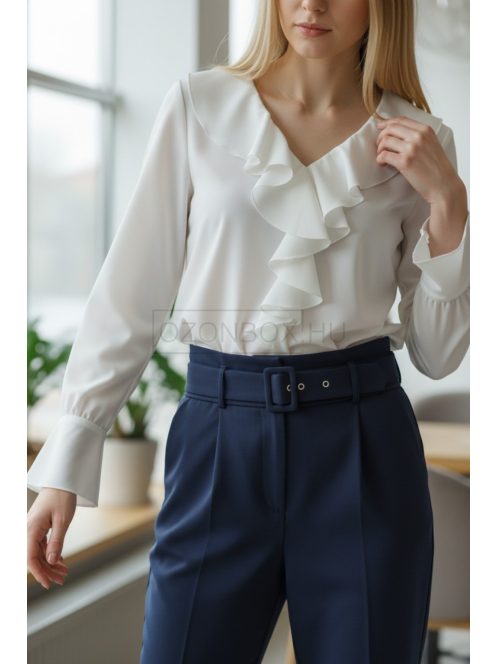 13866 Élora Chic női fodros blúz (fehér)