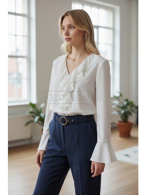 13866 Élora Chic női fodros blúz (fehér)