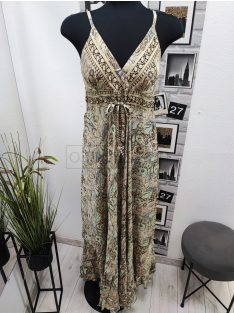   1398 INDIA pántos mintás maxi ruha (krém-Black-világoszöld)