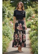 18677 Elaria Light ruha – Virágos elegancia (fekete)