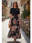 18677 Elaria Light ruha – Virágos elegancia (fekete)