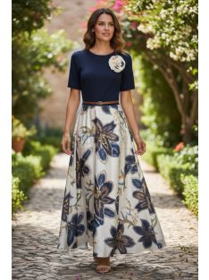 18677 Elaria Light ruha – Virágos elegancia (sötétkék)