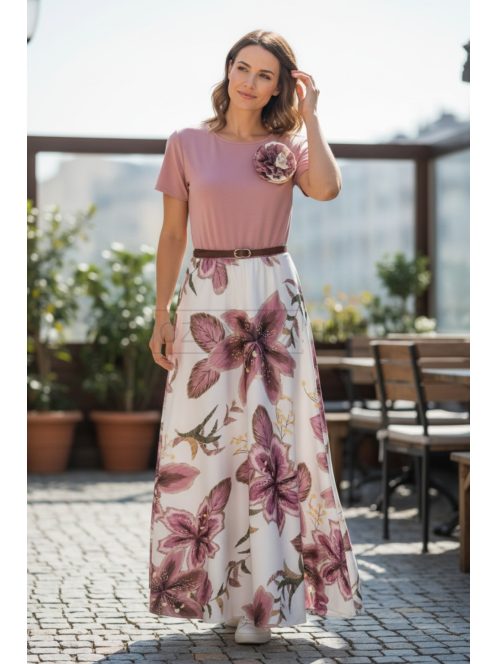 18677 Elaria Light ruha – Virágos elegancia (púder)