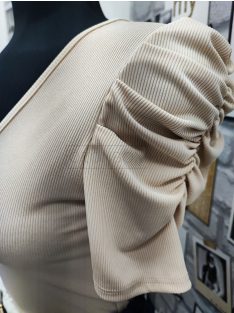   19916 OLIVIA-II habos húzott ujjú V-nyakú felső bézs színben