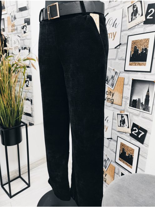 1992 VALENTINA gumis derekú, bordás bő nadrág övvel (fekete)